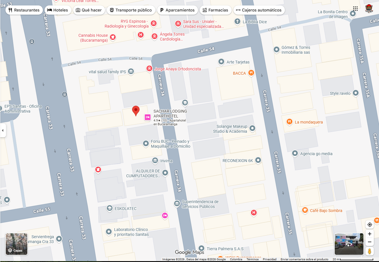Mapa de ubicación de Sachar Lodging